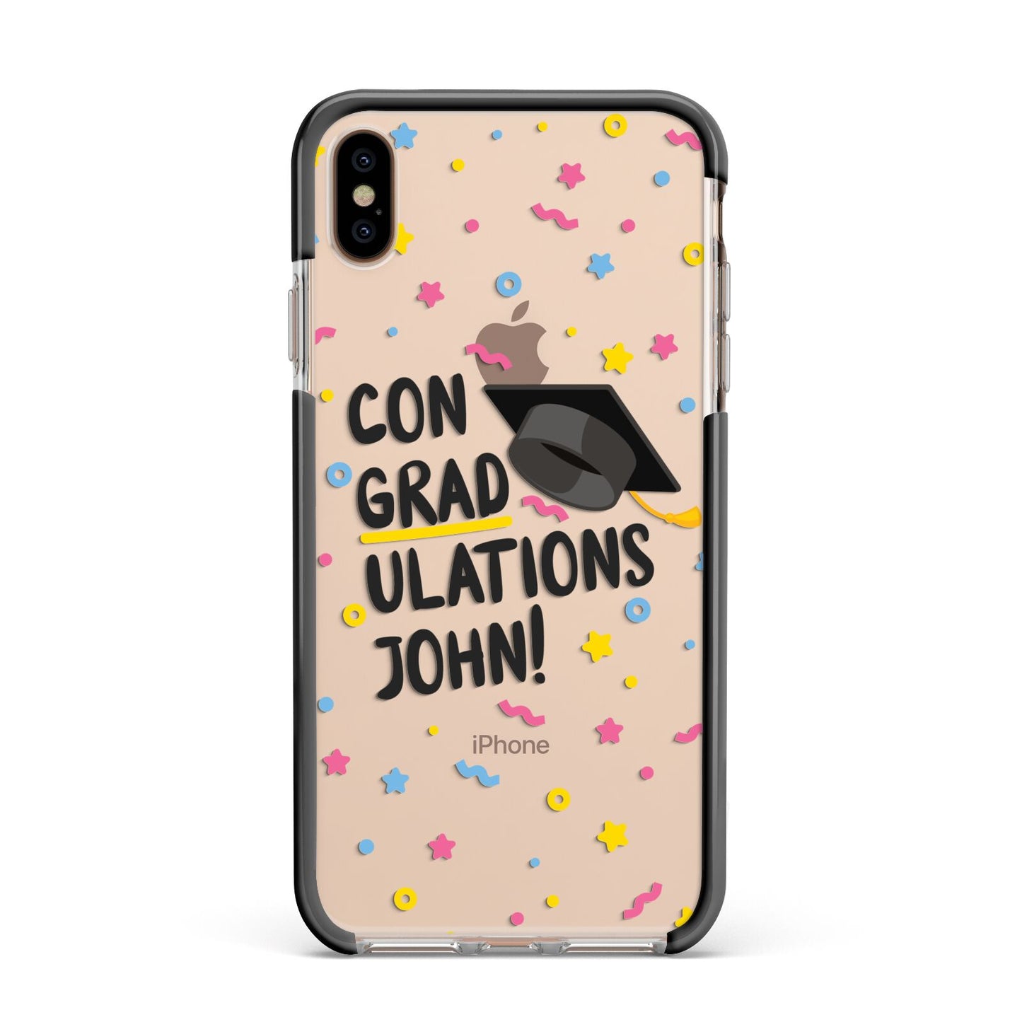 Custom Graduation Apple iPhone Xs Max Impact Case Black Edge on Gold Phone