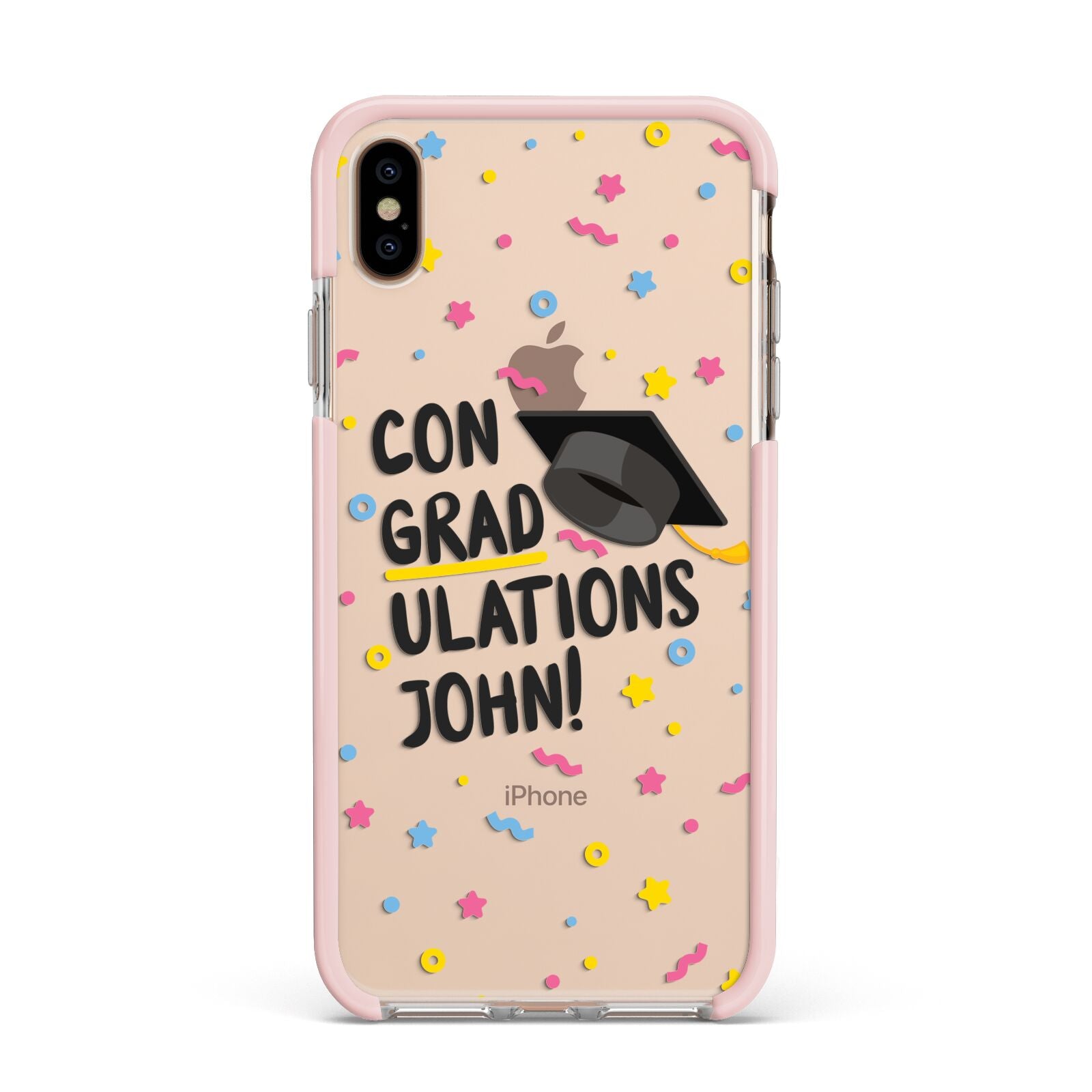 Custom Graduation Apple iPhone Xs Max Impact Case Pink Edge on Gold Phone