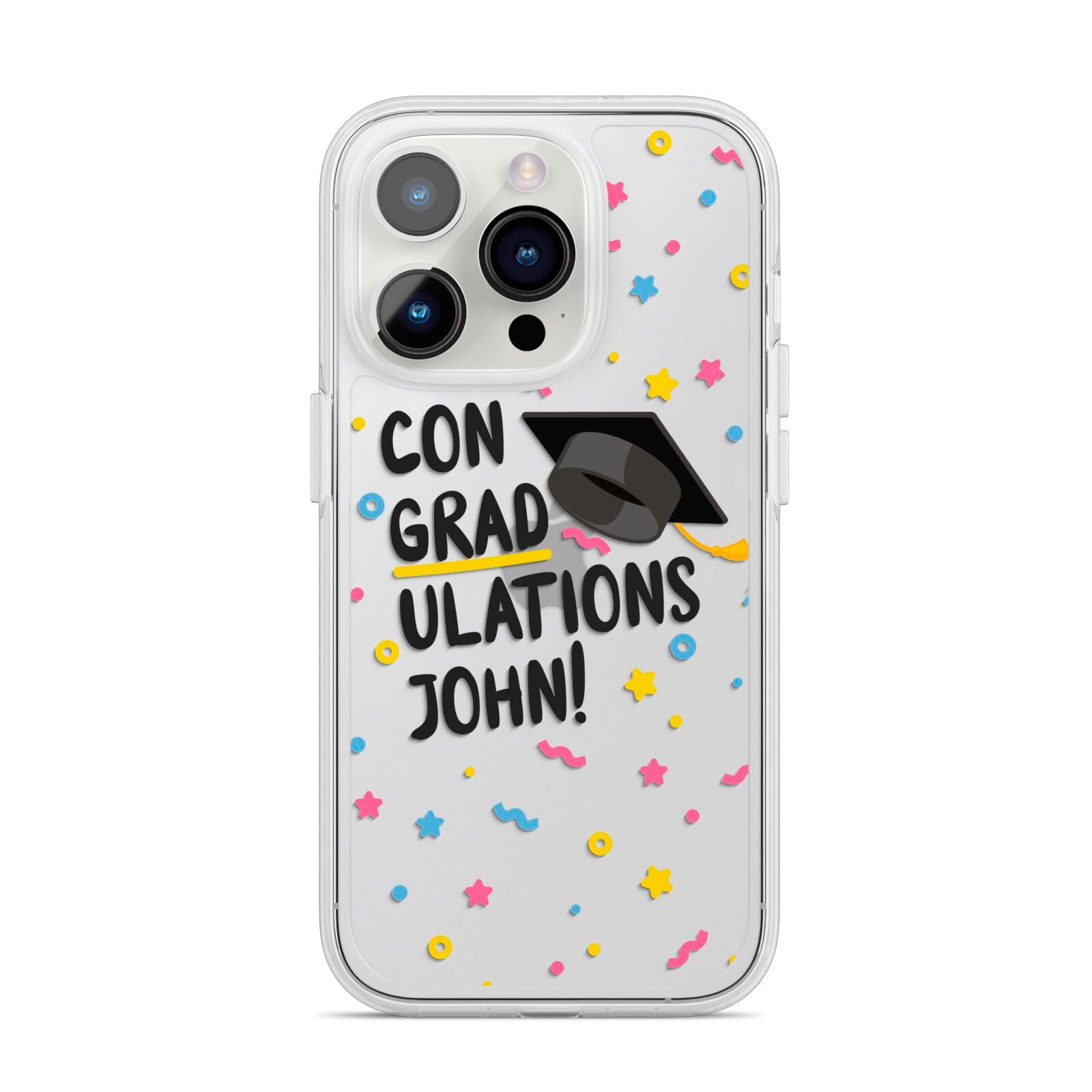 Custom Graduation iPhone 14 Pro Clear Tough Case Silver