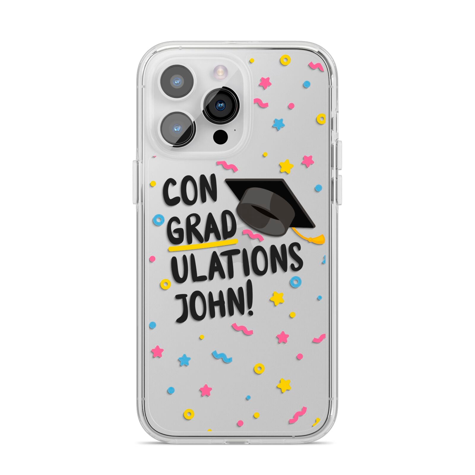 Custom Graduation iPhone 14 Pro Max Clear Tough Case Silver