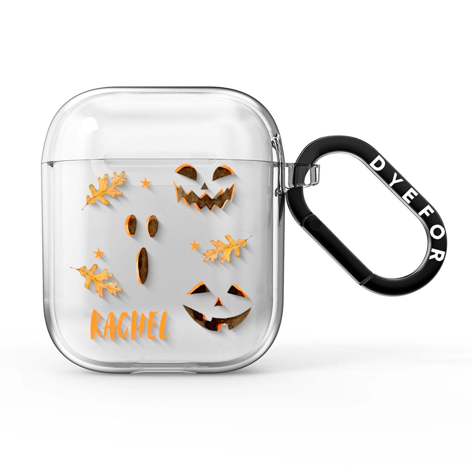 Custom Halloween Pumpkin Face AirPods Clear Case