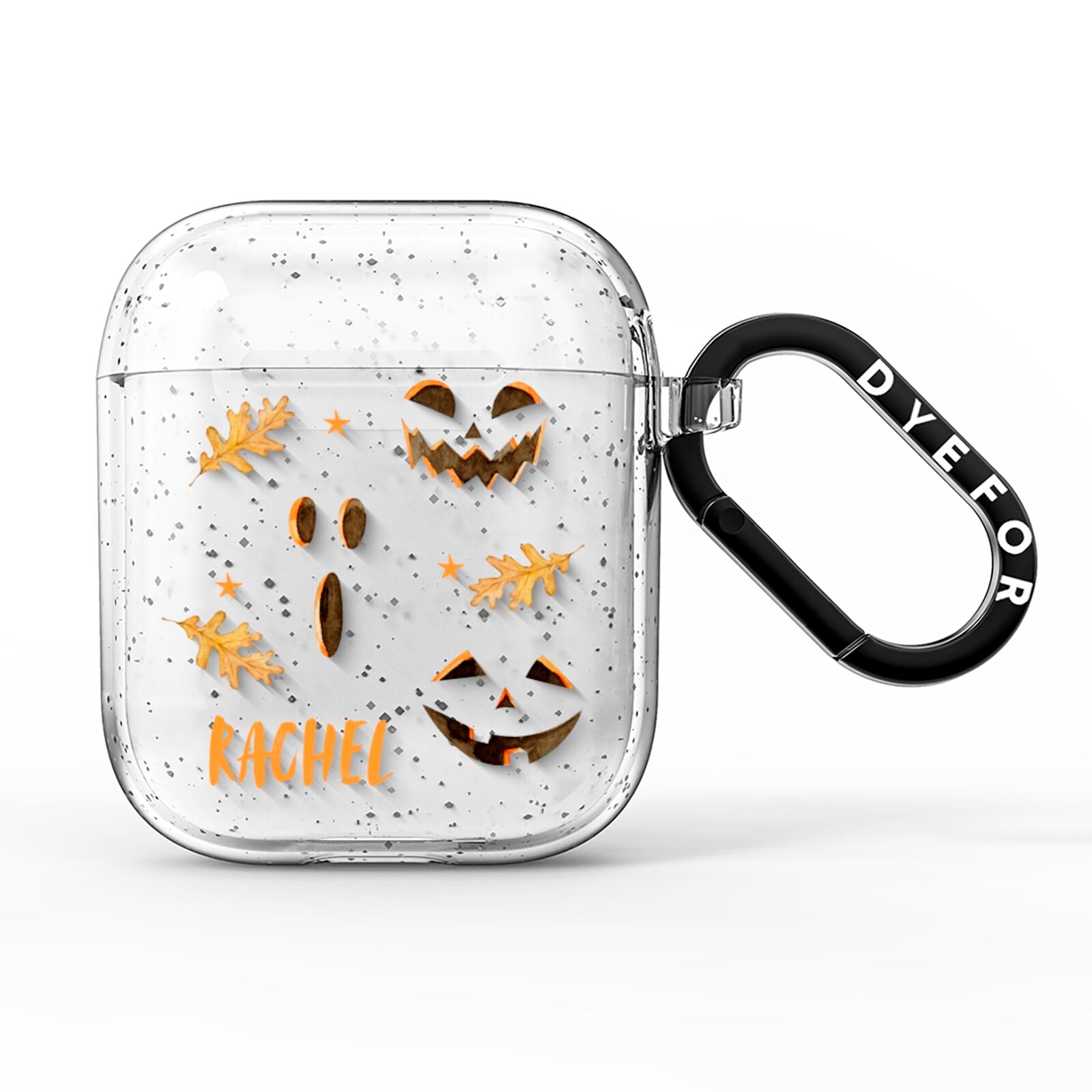 Custom Halloween Pumpkin Face AirPods Glitter Case