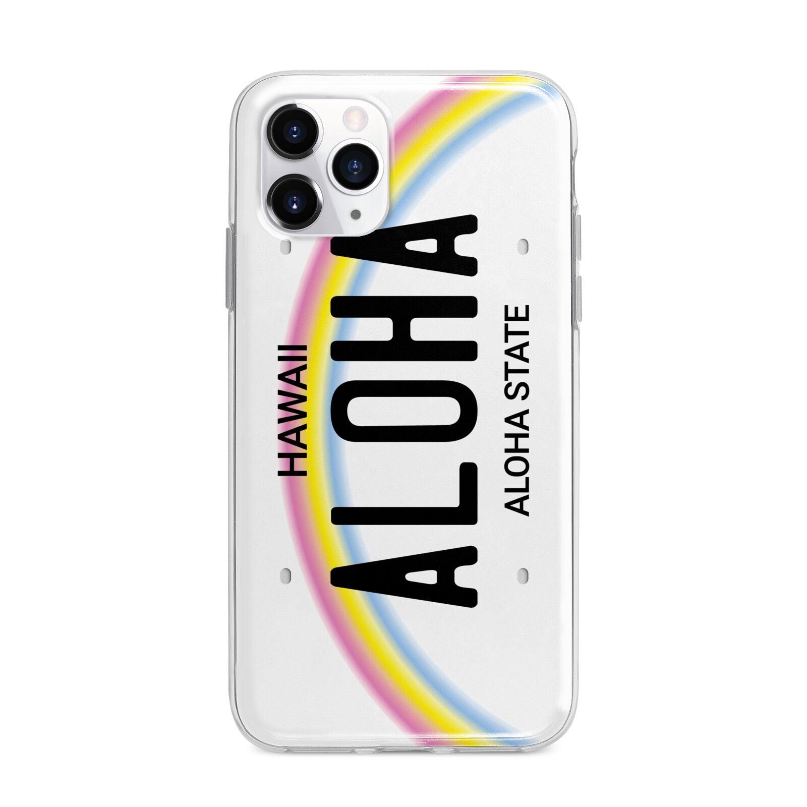 Custom Hawaii License Plate Apple iPhone 11 Pro Max in Silver with Bumper Case