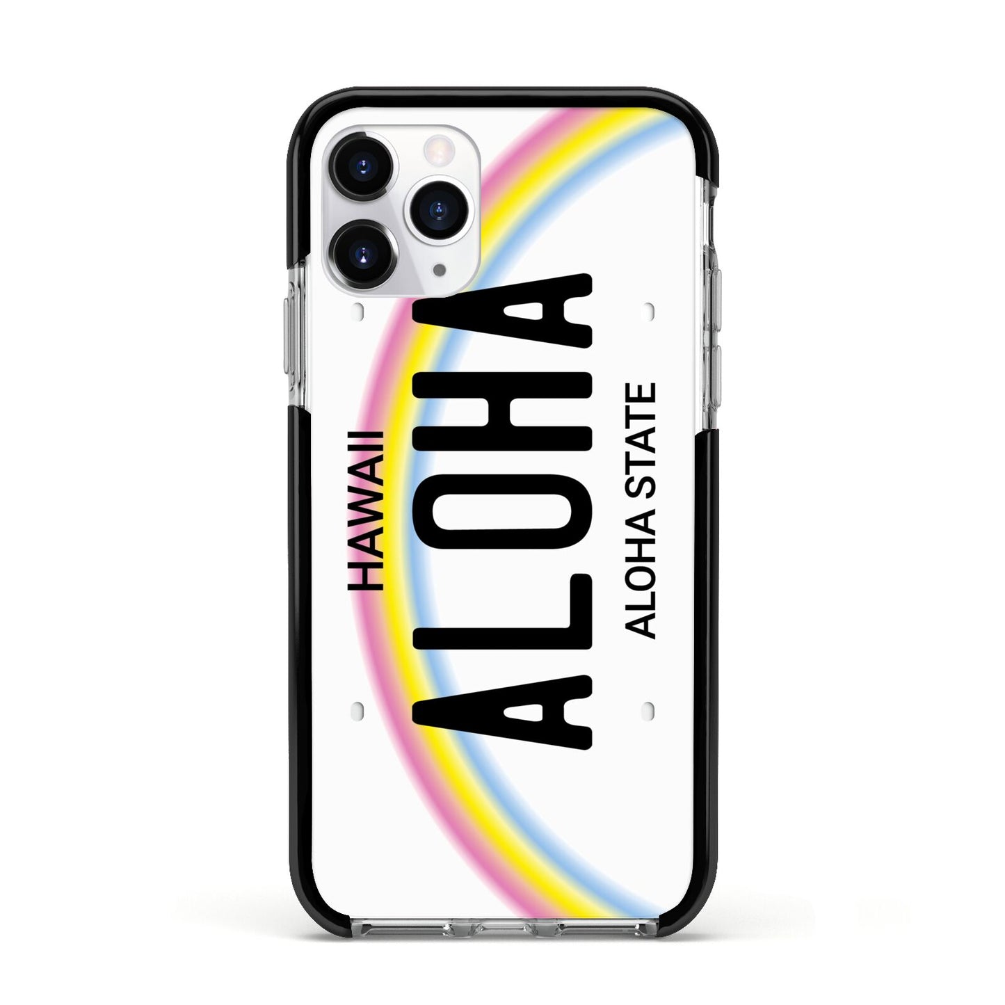 Custom Hawaii License Plate Apple iPhone 11 Pro in Silver with Black Impact Case