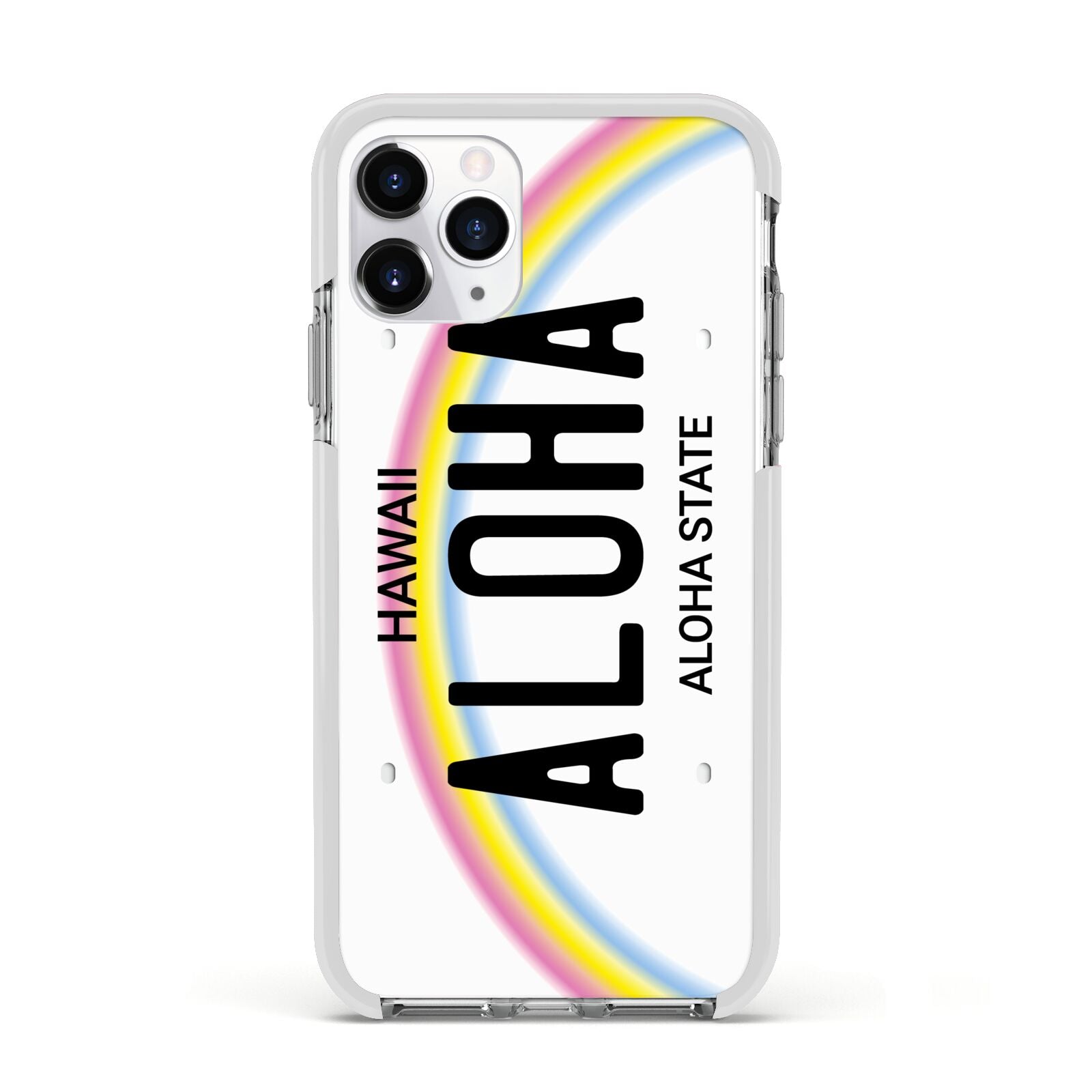 Custom Hawaii License Plate Apple iPhone 11 Pro in Silver with White Impact Case