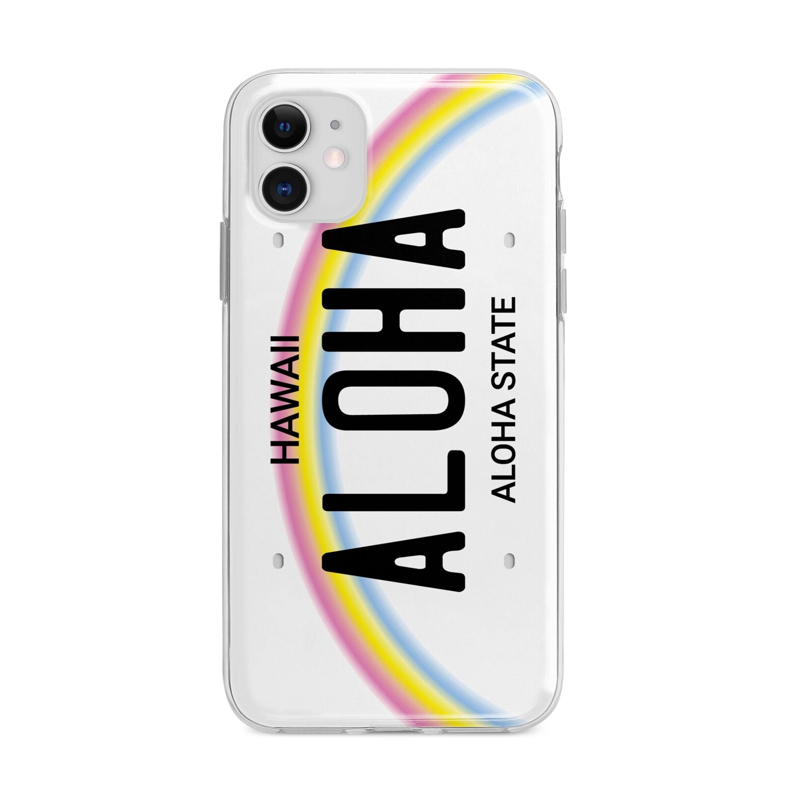 Custom Hawaii License Plate Apple iPhone 11 in White with Bumper Case