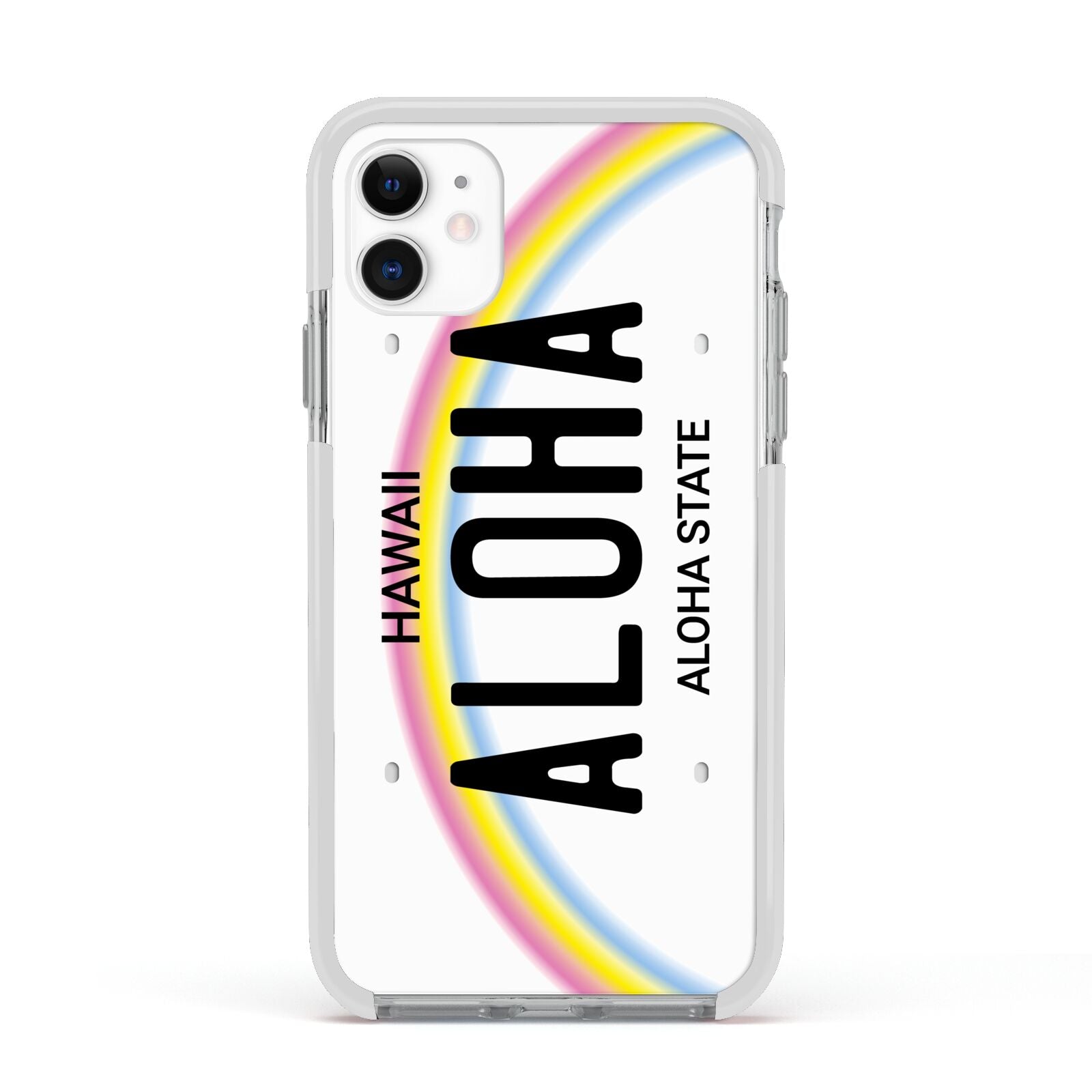 Custom Hawaii License Plate Apple iPhone 11 in White with White Impact Case