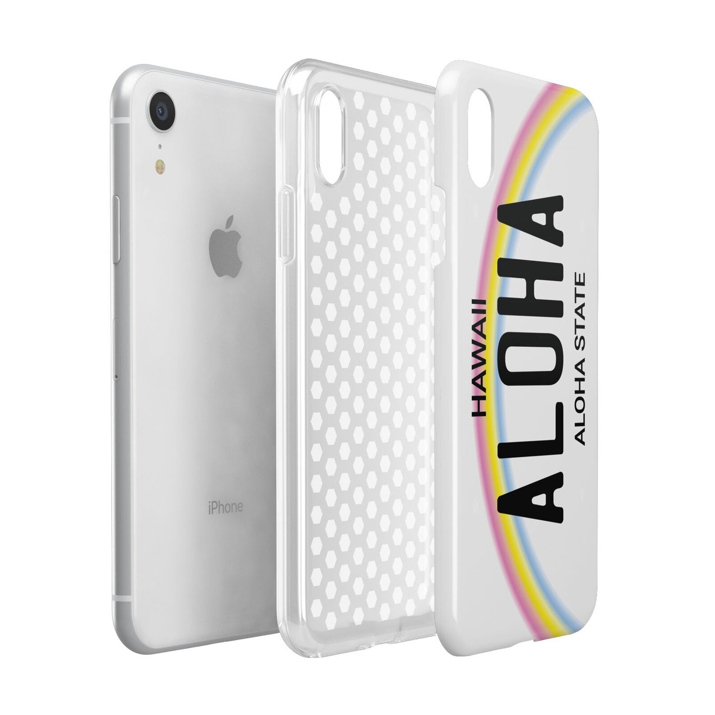 Custom Hawaii License Plate Apple iPhone XR White 3D Tough Case Expanded view