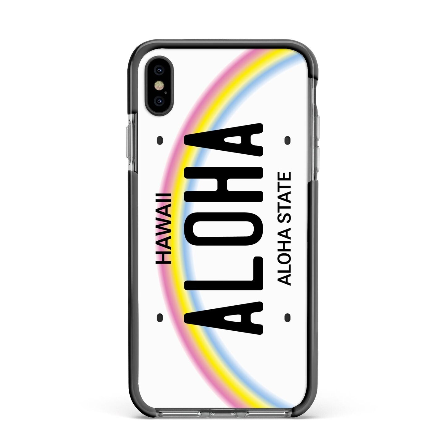 Custom Hawaii License Plate Apple iPhone Xs Max Impact Case Black Edge on Black Phone