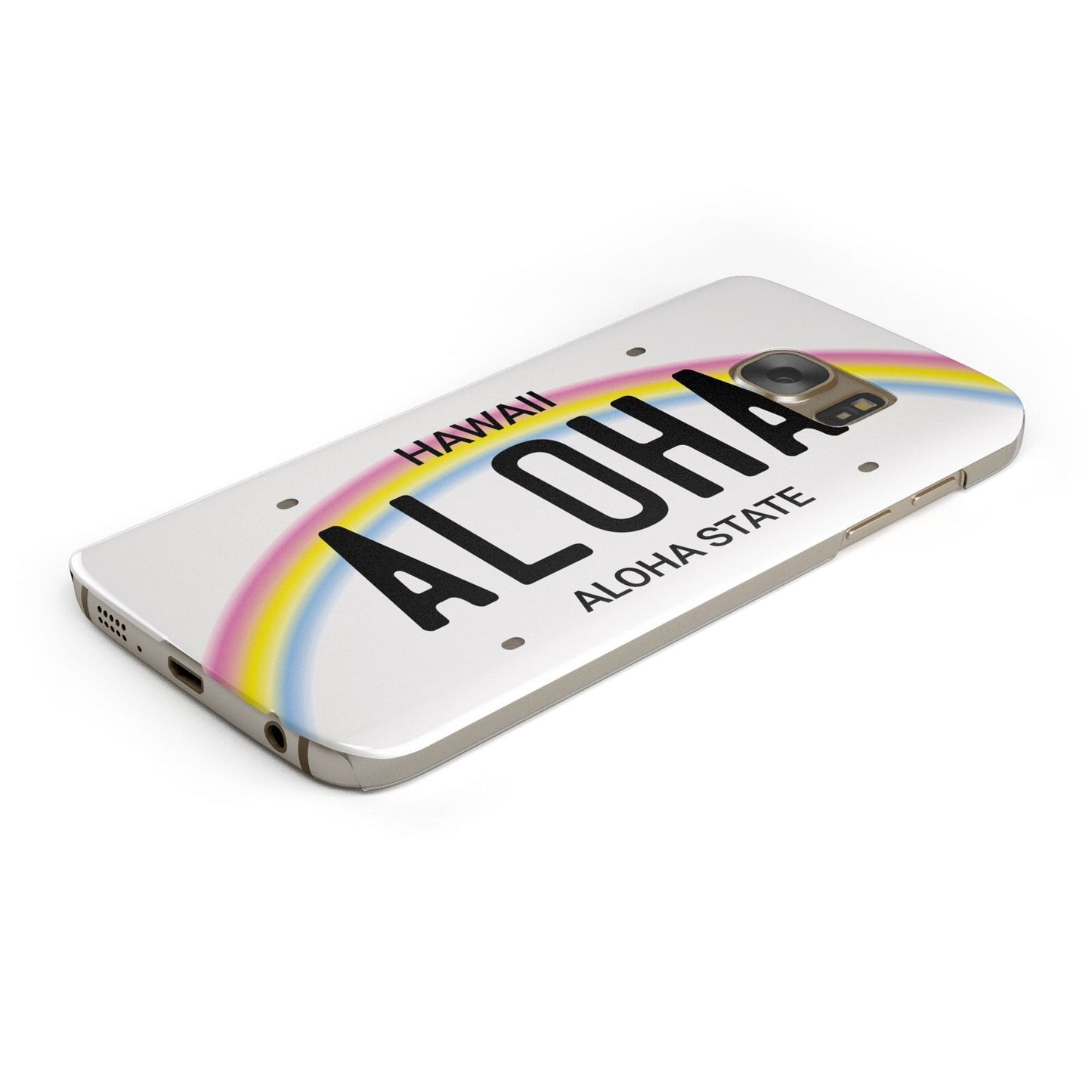 Custom Hawaii License Plate Protective Samsung Galaxy Case Angled Image