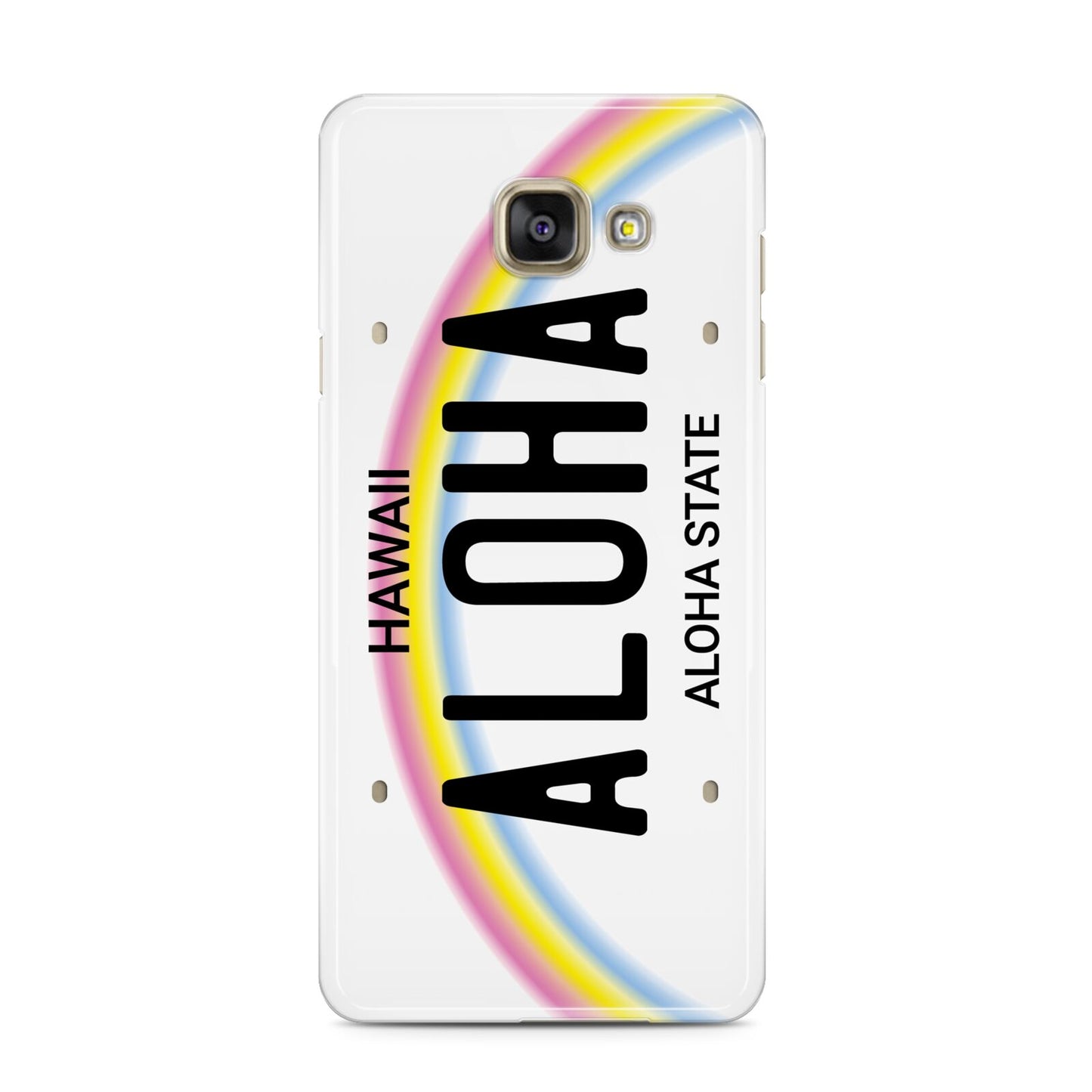 Custom Hawaii License Plate Samsung Galaxy A3 2016 Case on gold phone