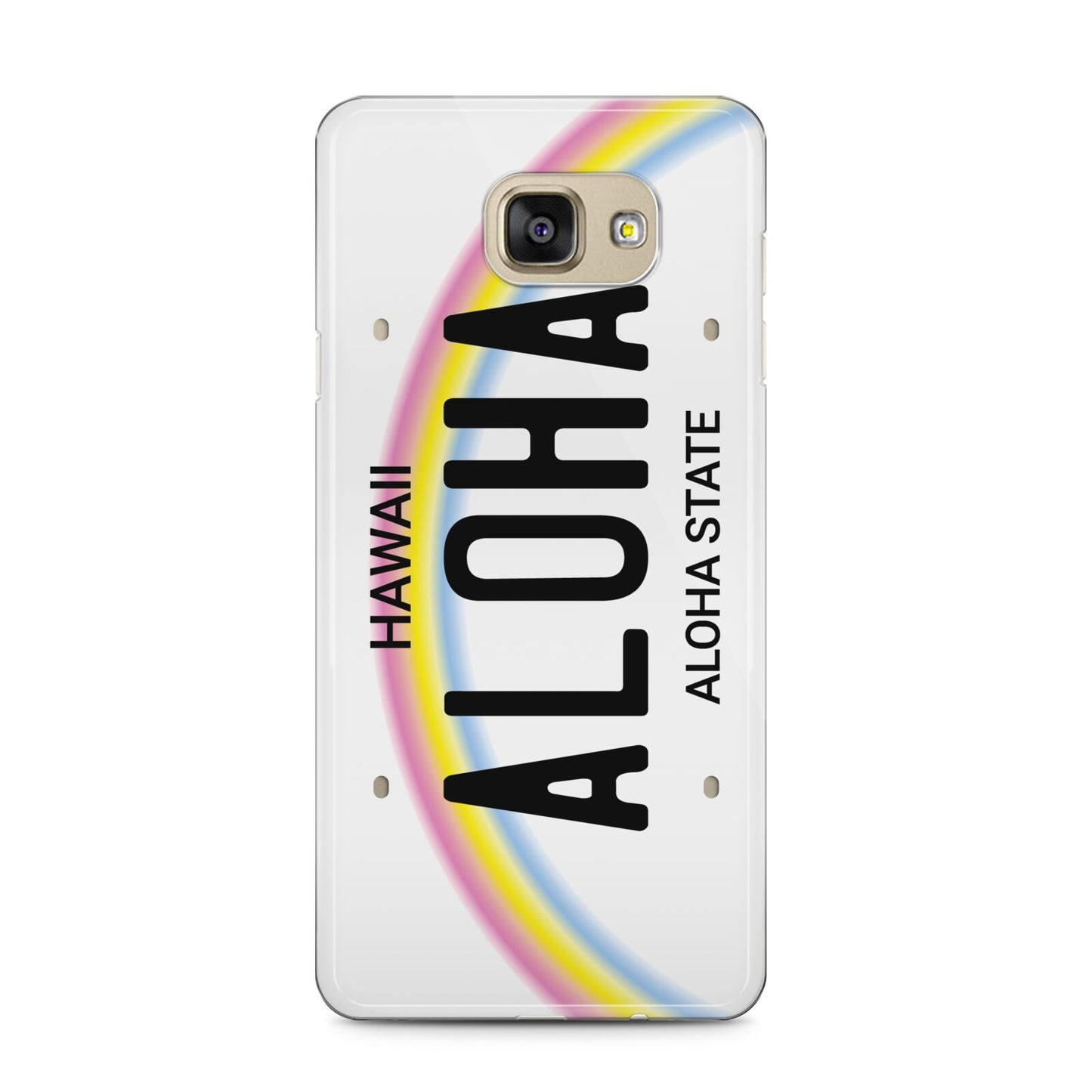 Custom Hawaii License Plate Samsung Galaxy A5 2016 Case on gold phone