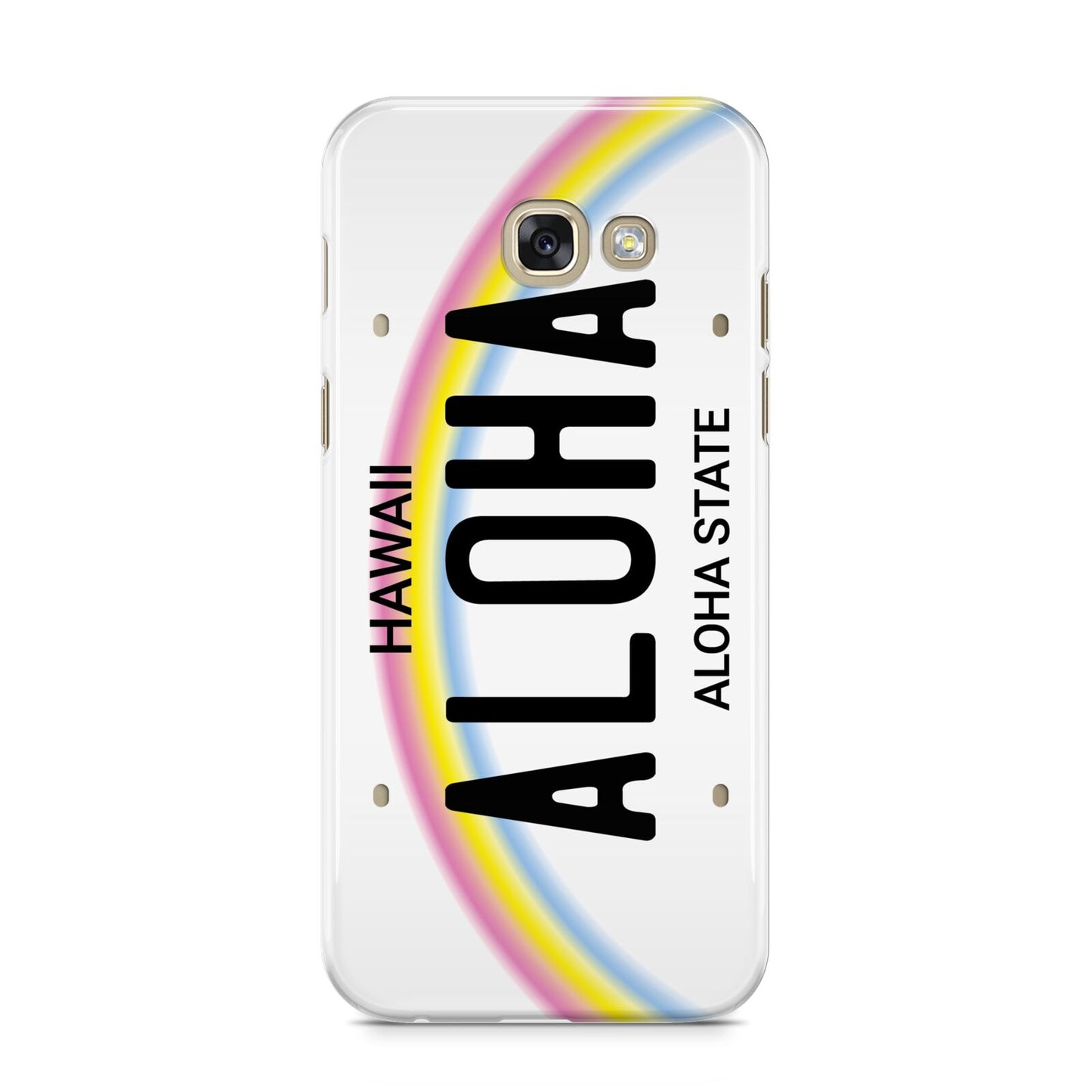 Custom Hawaii License Plate Samsung Galaxy A5 2017 Case on gold phone