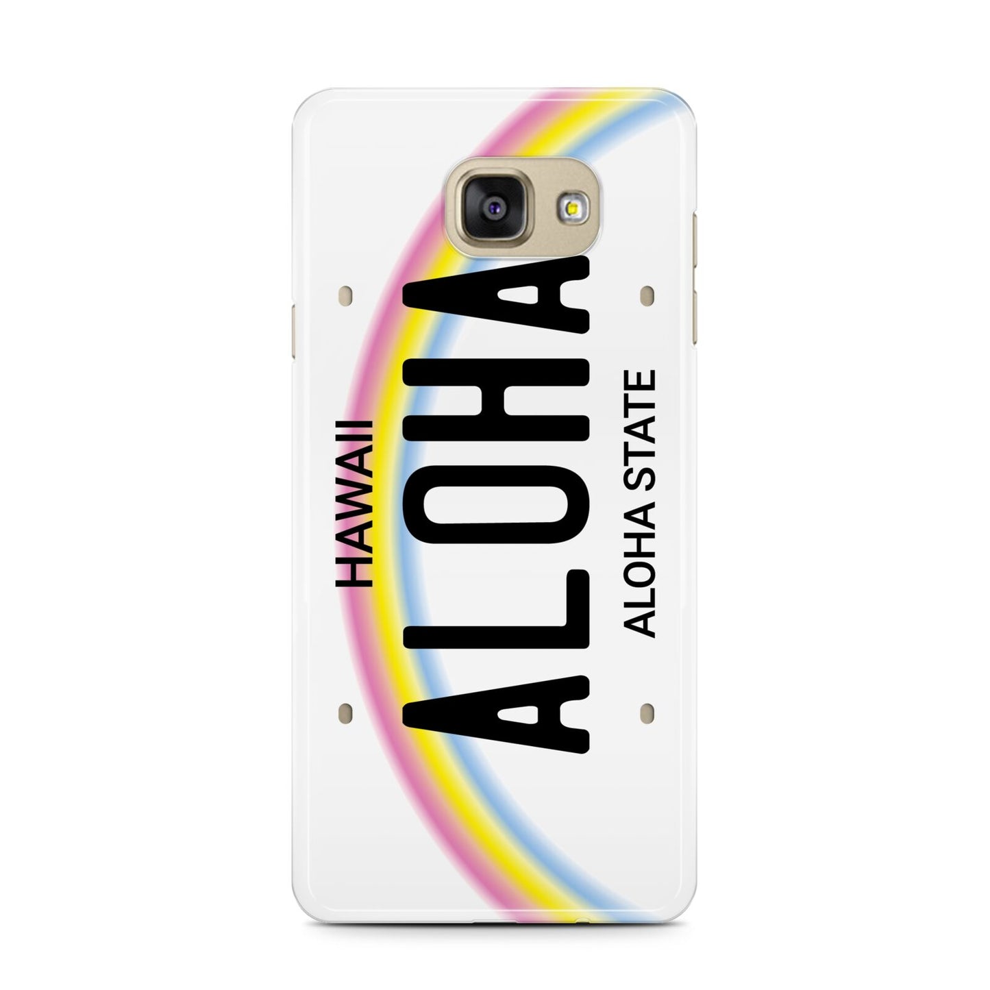 Custom Hawaii License Plate Samsung Galaxy A7 2016 Case on gold phone