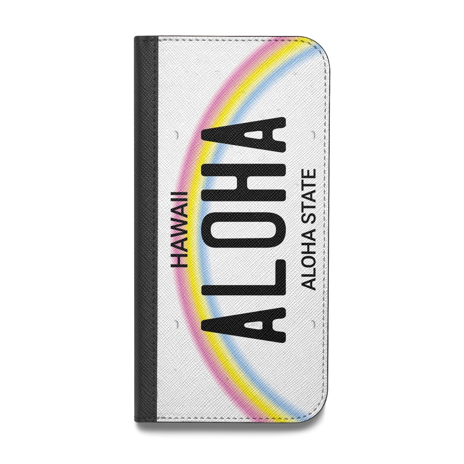 Custom Hawaii License Plate Vegan Leather Flip iPhone Case