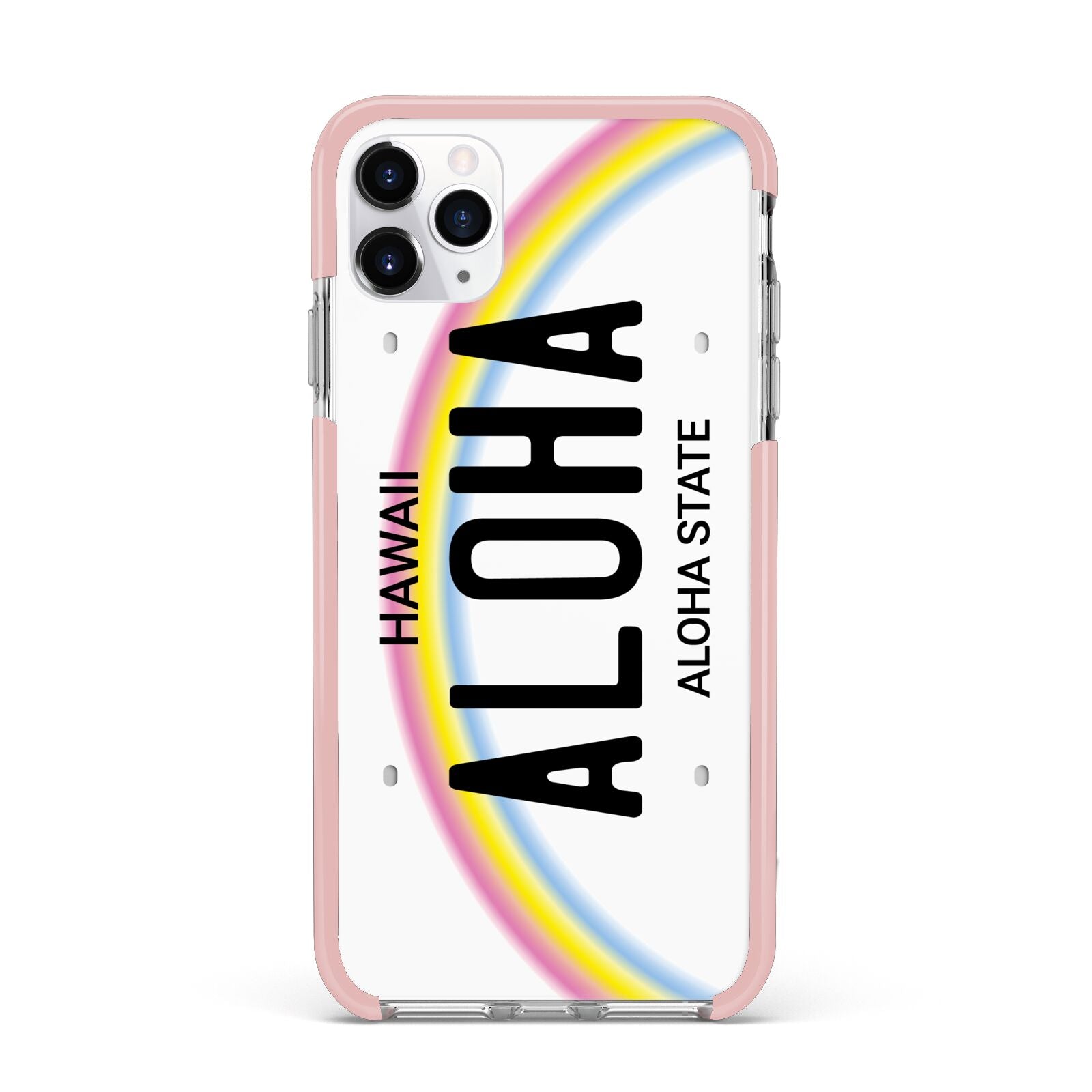 Custom Hawaii License Plate iPhone 11 Pro Max Impact Pink Edge Case