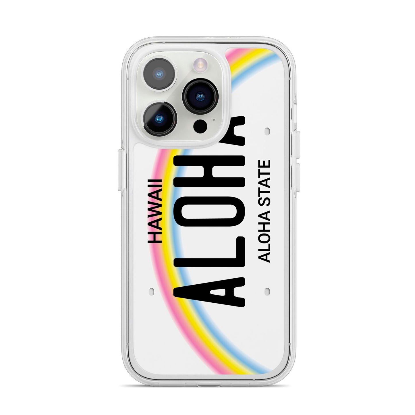 Custom Hawaii License Plate iPhone 14 Pro Clear Tough Case Silver