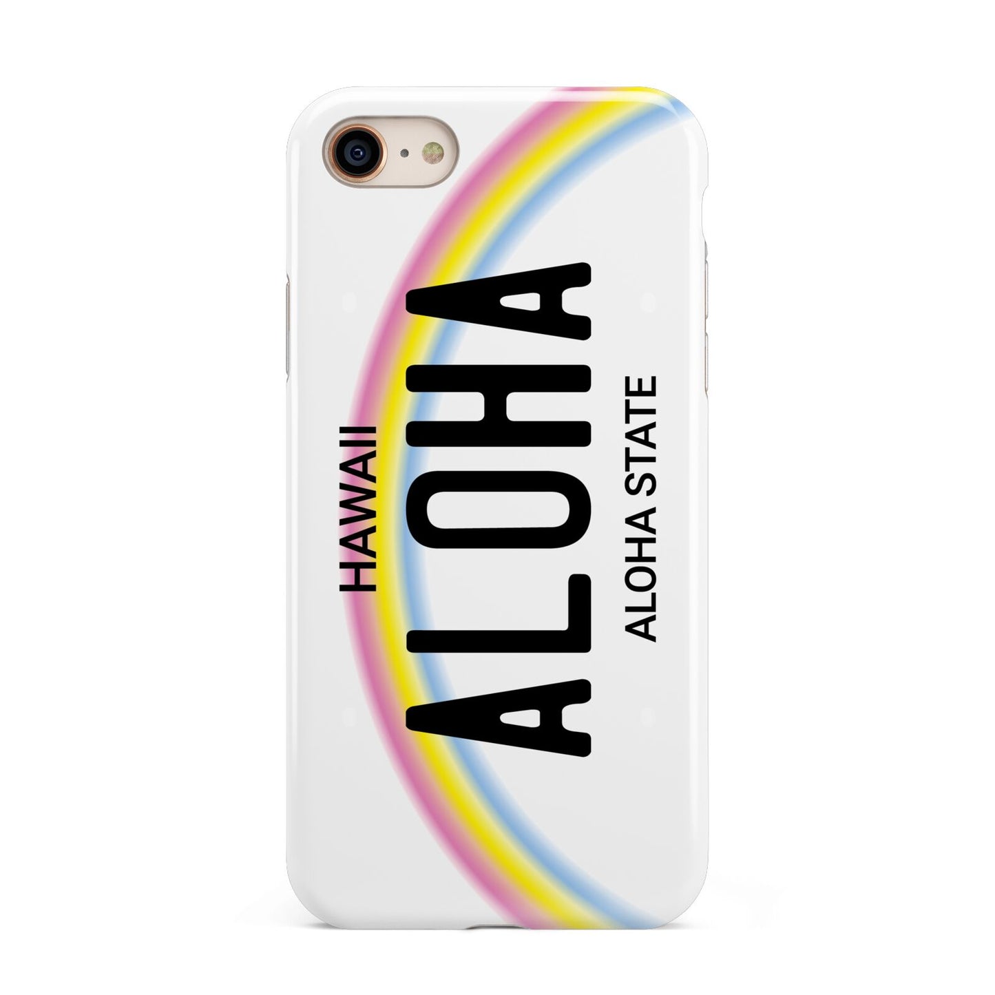 Custom Hawaii License Plate iPhone 8 3D Tough Case on Gold Phone