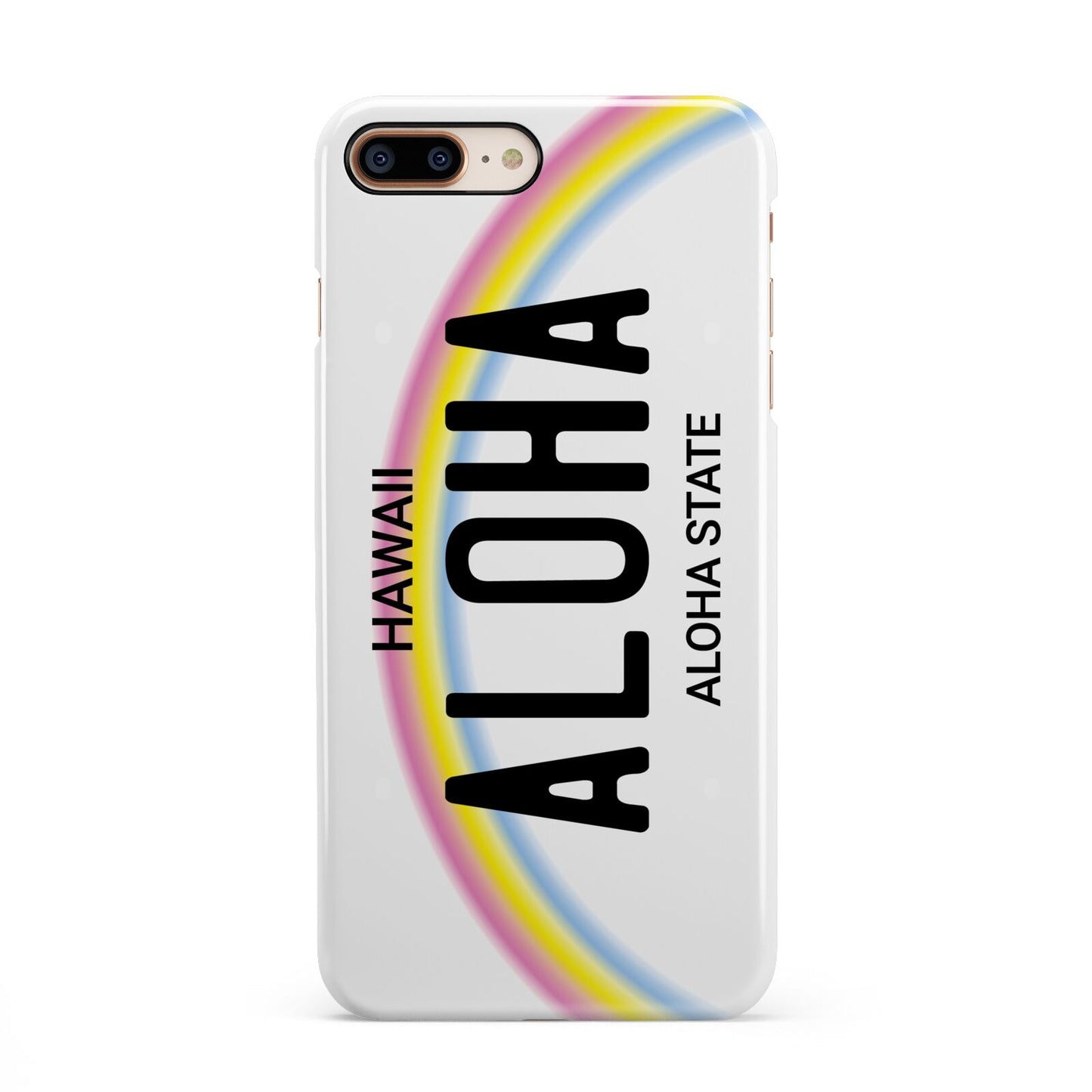 Custom Hawaii License Plate iPhone 8 Plus 3D Snap Case on Gold Phone