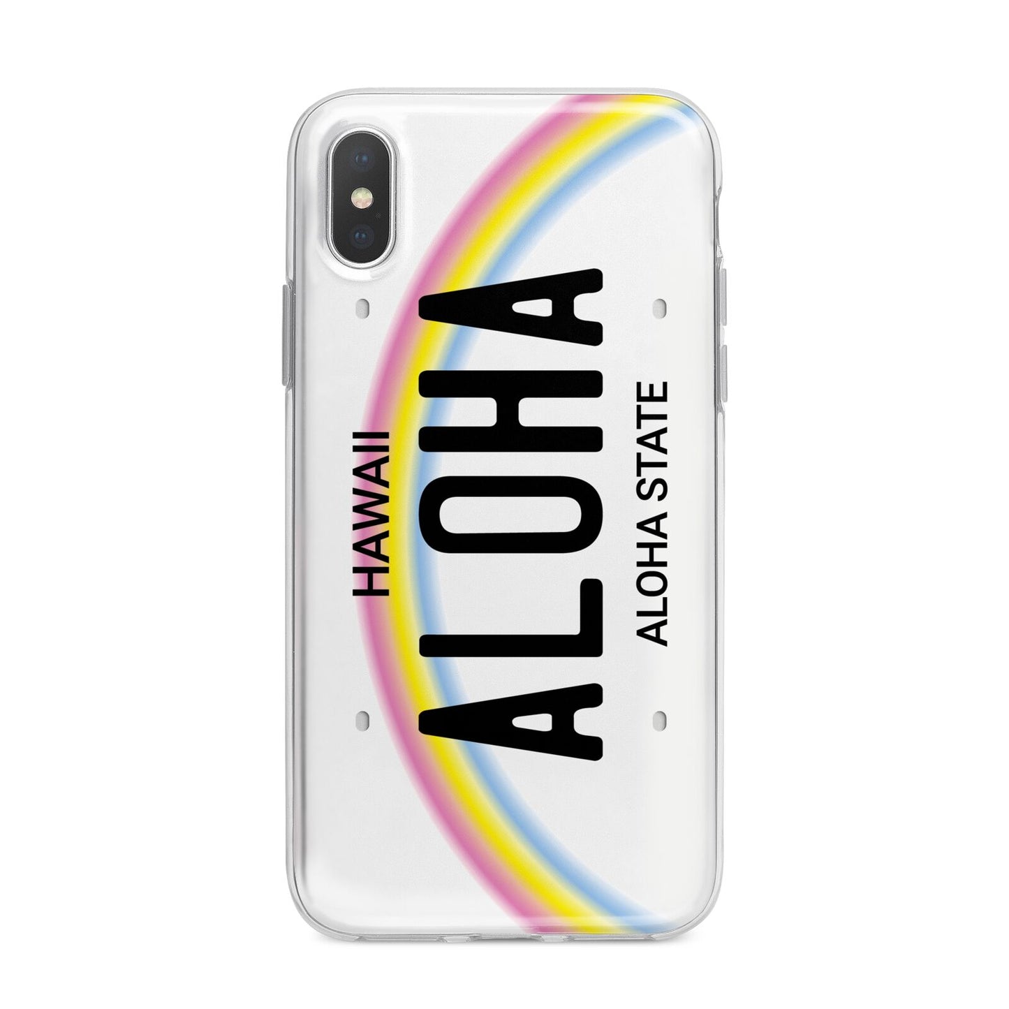 Custom Hawaii License Plate iPhone X Bumper Case on Silver iPhone Alternative Image 1