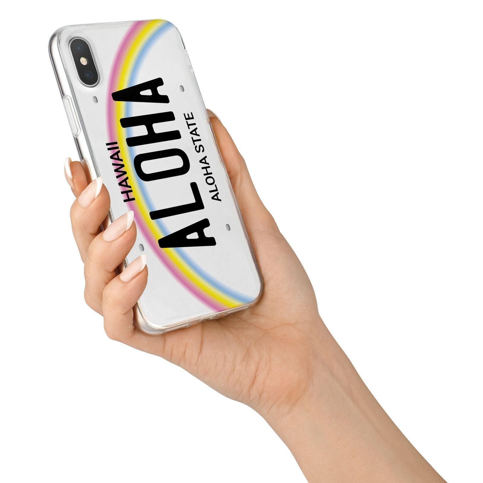 Custom Hawaii License Plate iPhone X Bumper Case on Silver iPhone Alternative Image 2