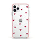 Custom Hearts Name Apple iPhone 11 Pro in Silver with Pink Impact Case