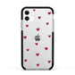 Custom Hearts Name Apple iPhone 11 in White with Black Impact Case