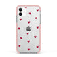 Custom Hearts Name Apple iPhone 11 in White with Pink Impact Case
