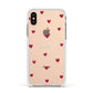 Custom Hearts Name Apple iPhone Xs Impact Case White Edge on Gold Phone