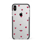 Custom Hearts Name Apple iPhone Xs Max Impact Case Black Edge on Silver Phone