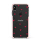 Custom Hearts Name Apple iPhone Xs Max Impact Case Pink Edge on Black Phone
