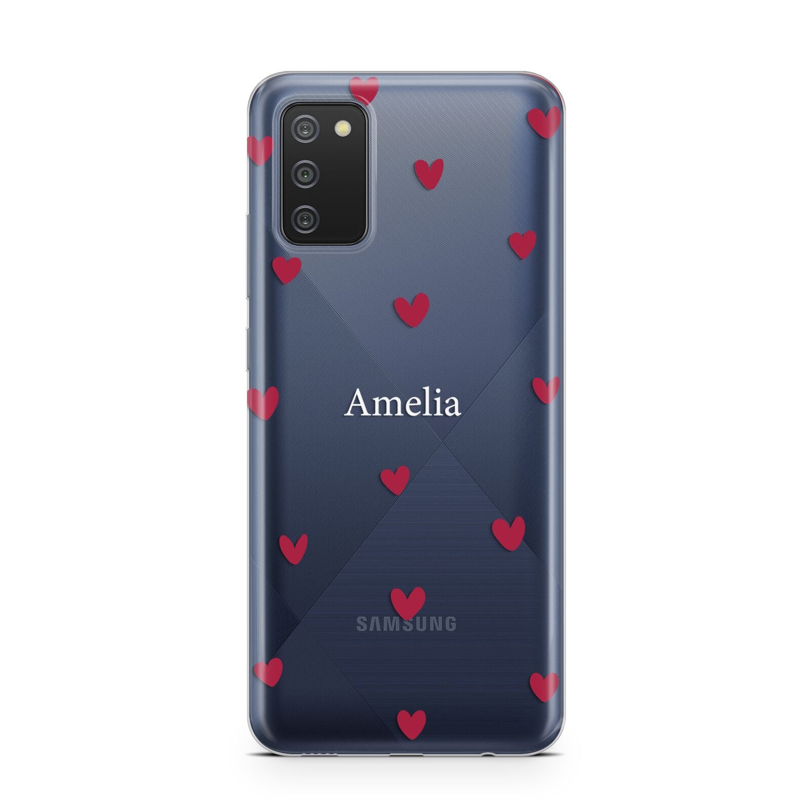 Custom Hearts Name Samsung A02s Case