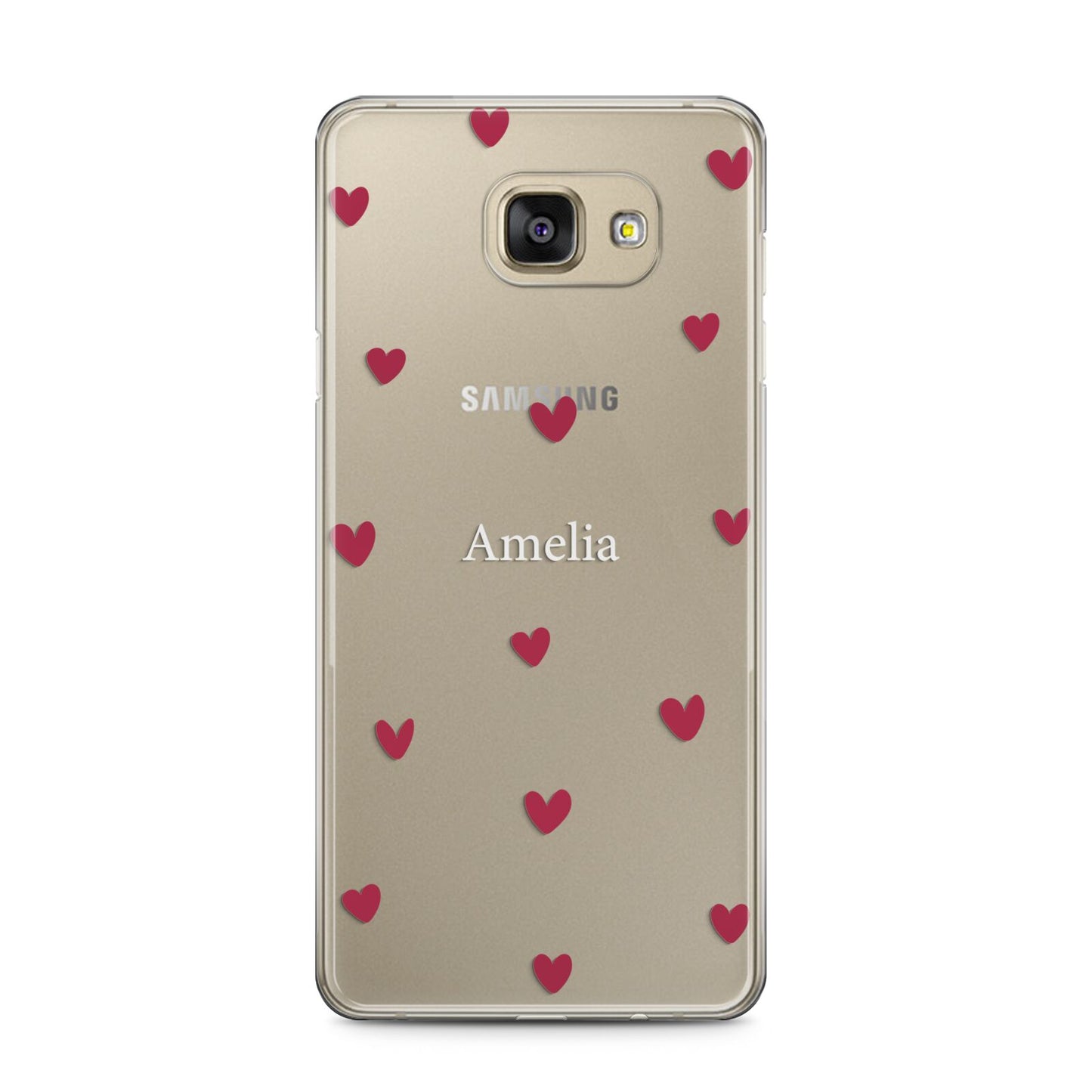 Custom Hearts Name Samsung Galaxy A5 2016 Case on gold phone