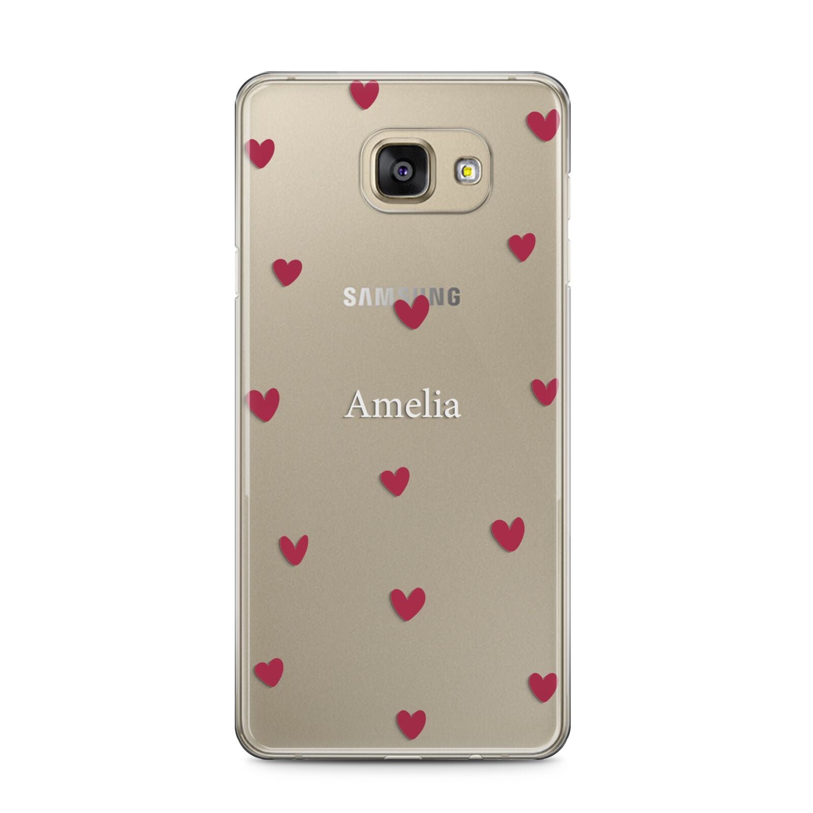 Custom Hearts Name Samsung Galaxy A5 2016 Case on gold phone