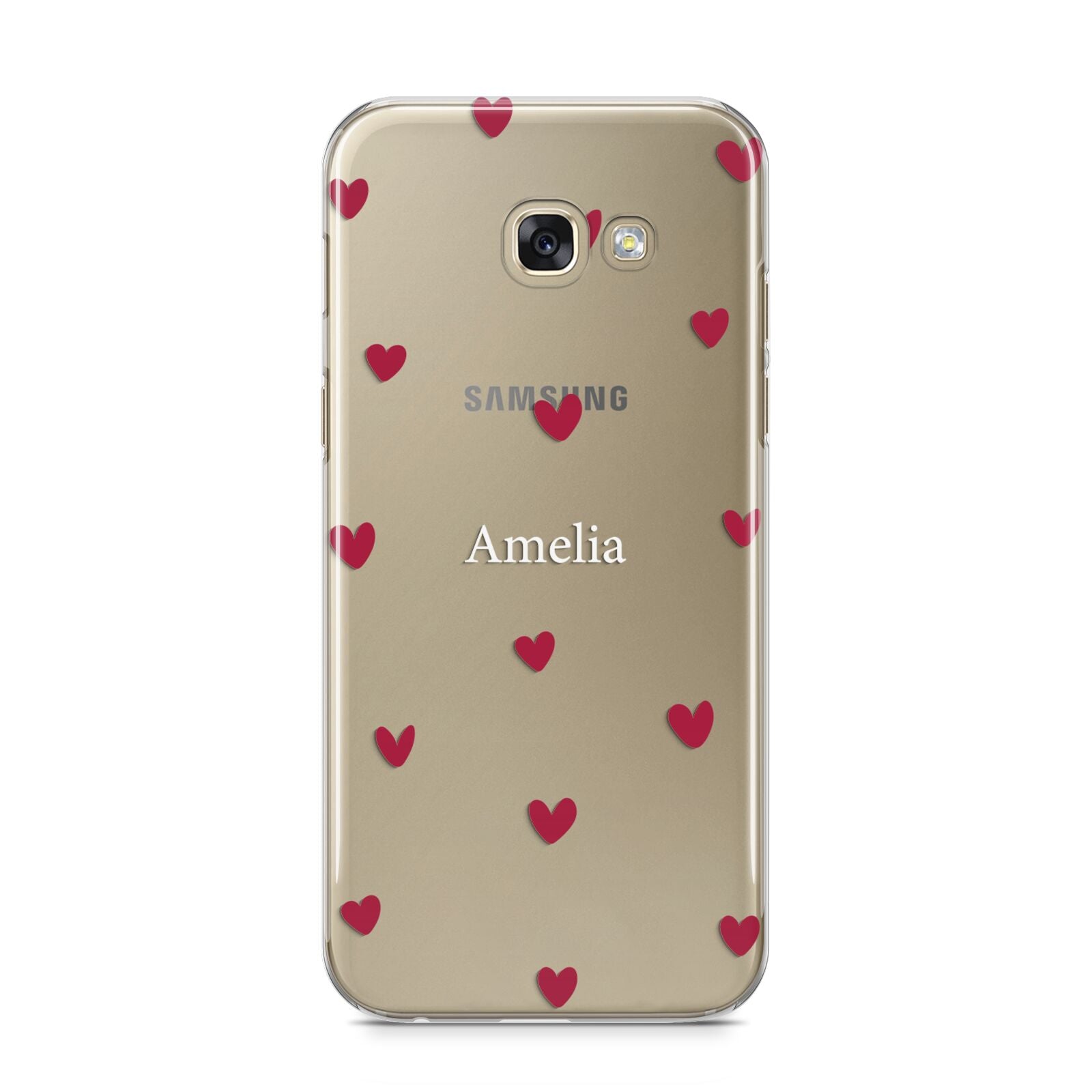 Custom Hearts Name Samsung Galaxy A5 2017 Case on gold phone