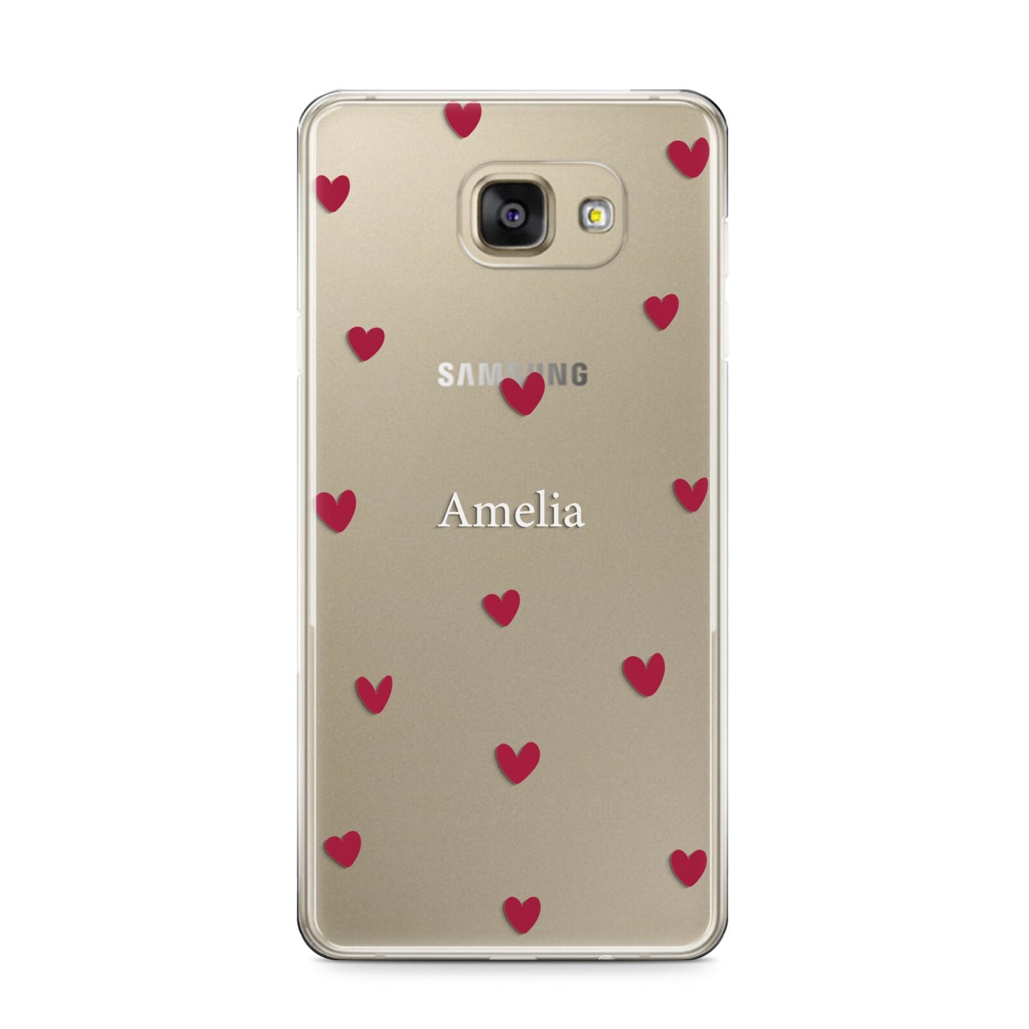 Custom Hearts Name Samsung Galaxy A9 2016 Case on gold phone