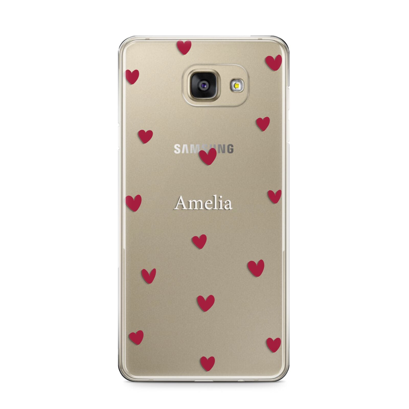 Custom Hearts Name Samsung Galaxy A9 2016 Case on gold phone