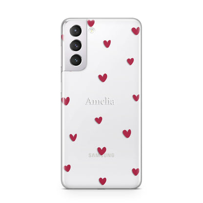 Custom Hearts Name Samsung S21 Case