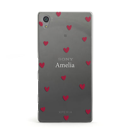 Custom Hearts Name Sony Xperia Case