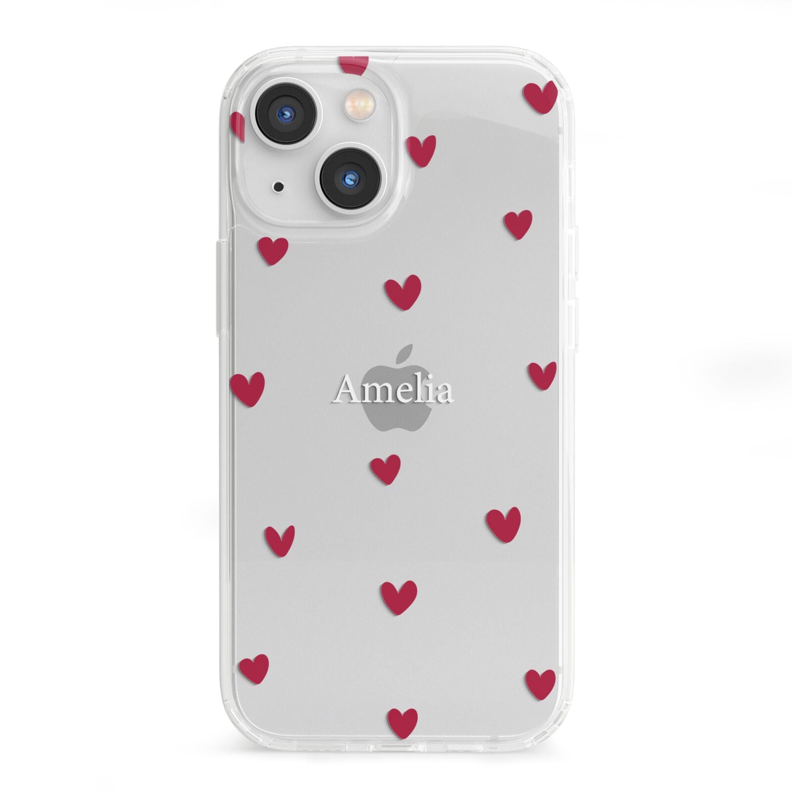 Custom Hearts Name iPhone 13 Mini Clear Bumper Case