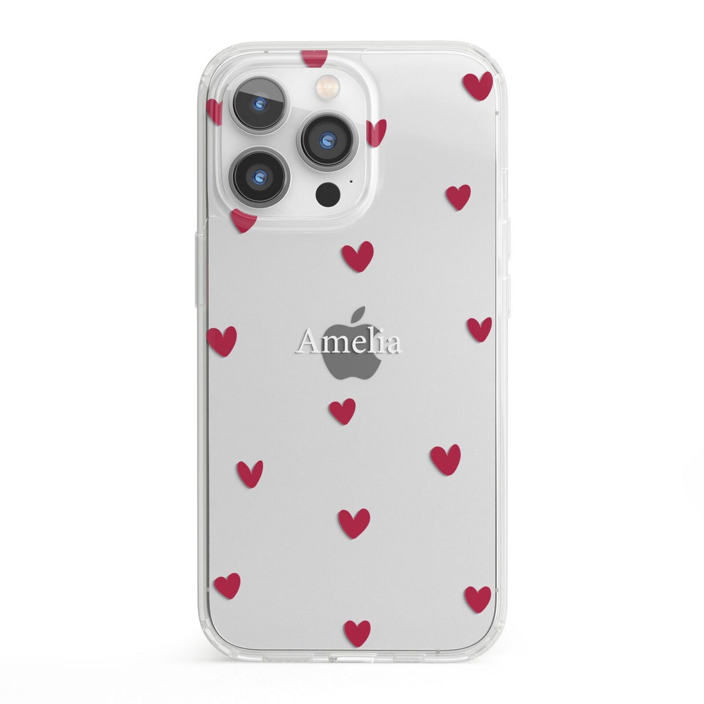 Custom Hearts Name iPhone 13 Pro Clear Bumper Case