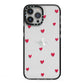 Custom Hearts Name iPhone 13 Pro Max Black Impact Case on Silver phone
