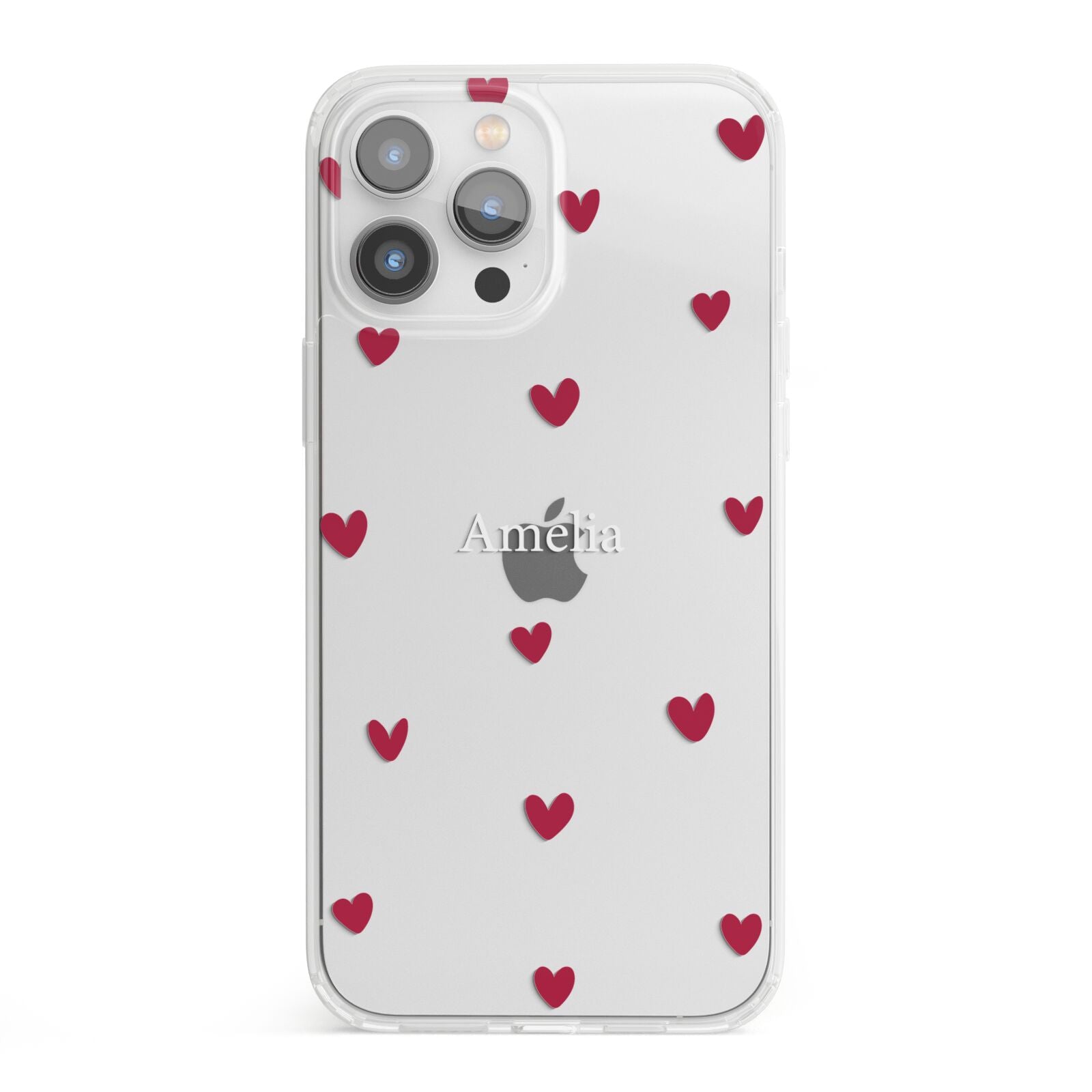 Custom Hearts Name iPhone 13 Pro Max Clear Bumper Case