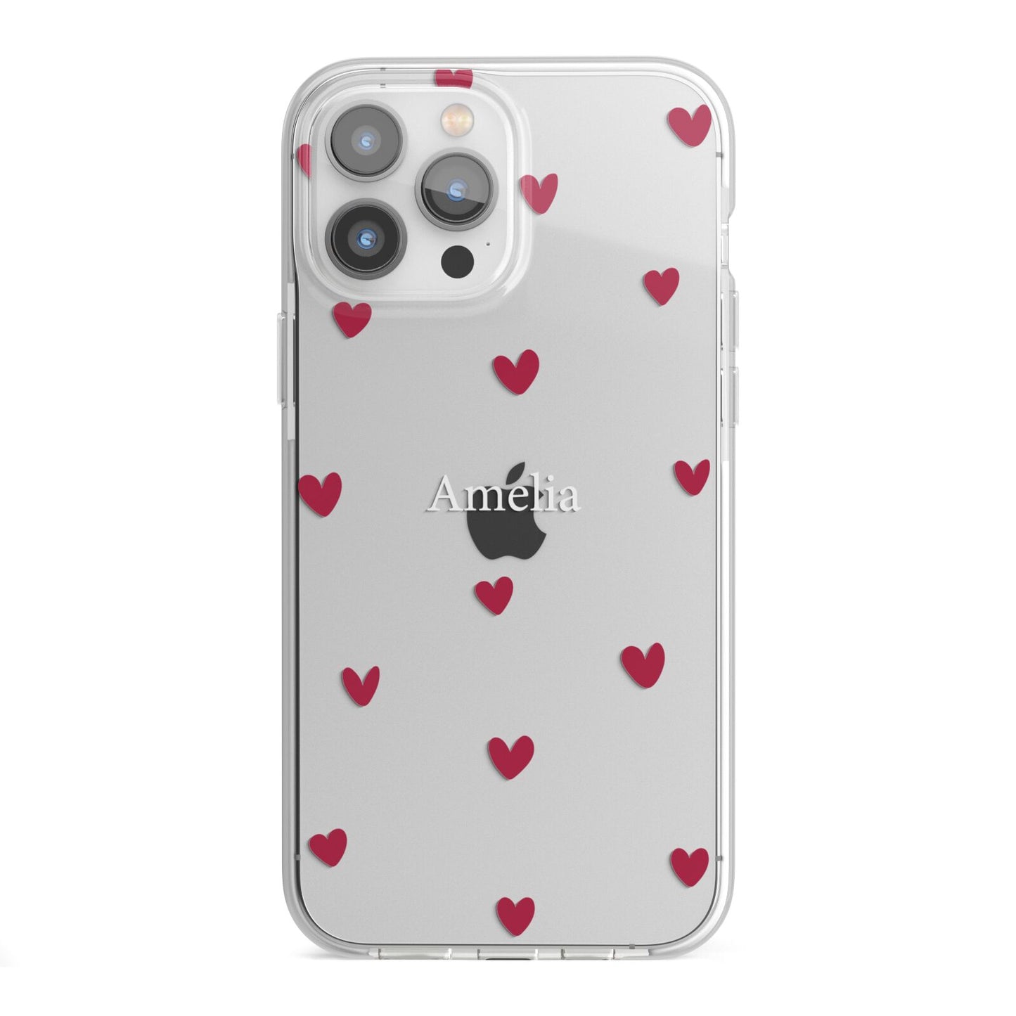 Custom Hearts Name iPhone 13 Pro Max TPU Impact Case with White Edges