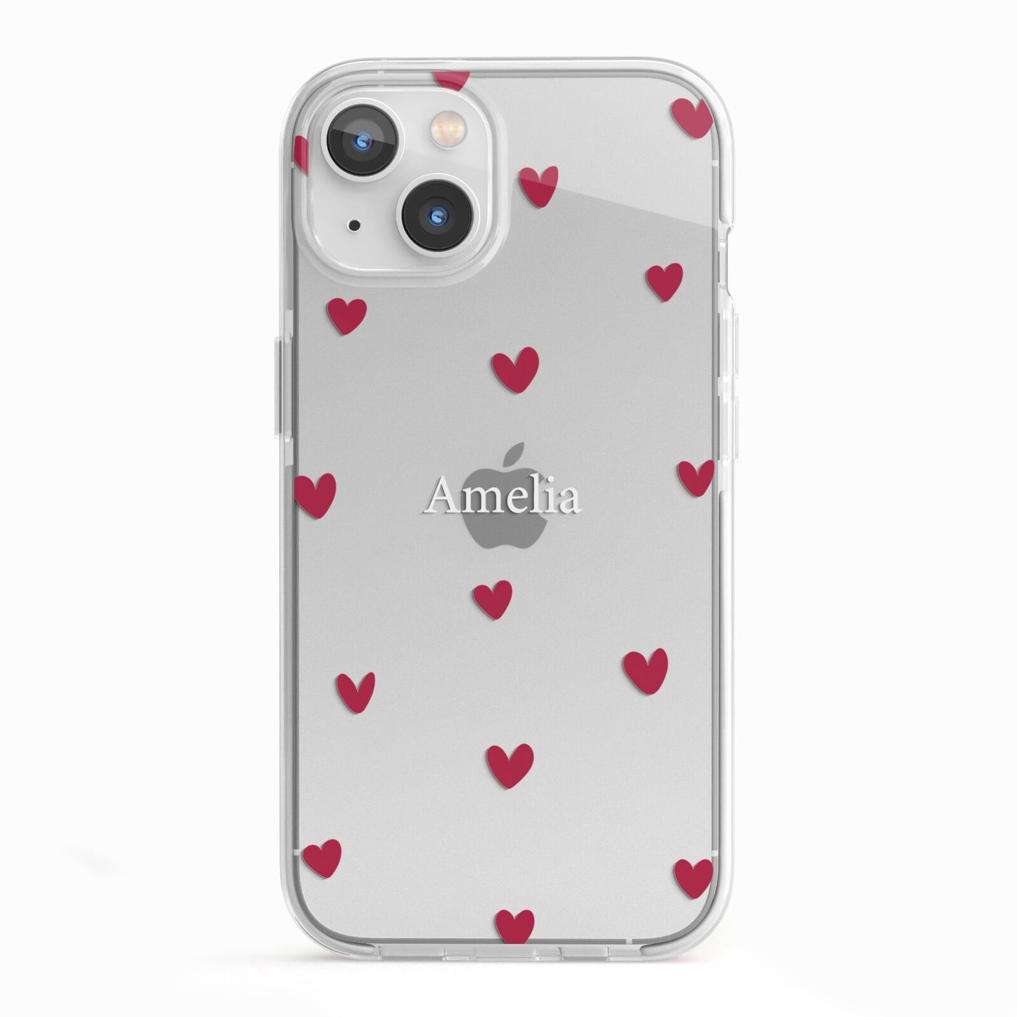 Custom Hearts Name iPhone 13 TPU Impact Case with White Edges