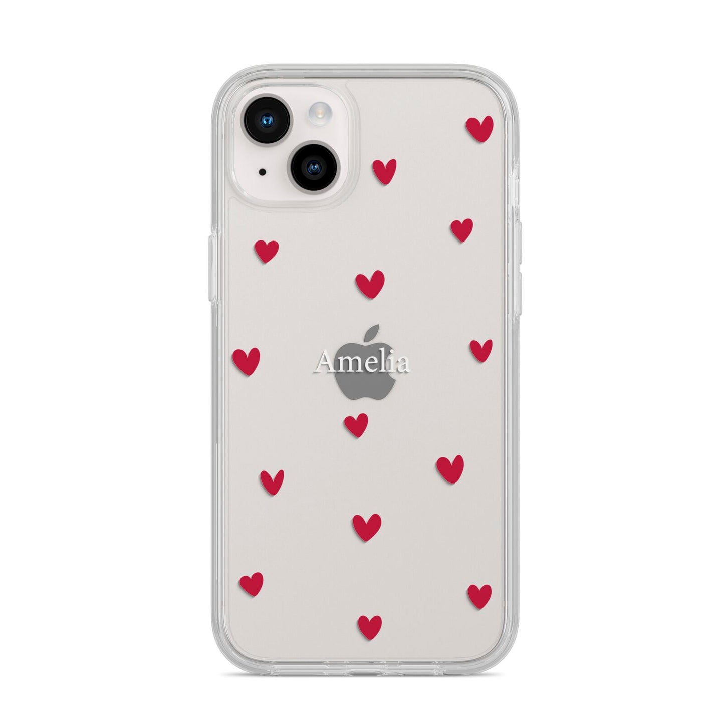 Custom Hearts Name iPhone 14 Plus Clear Tough Case Starlight