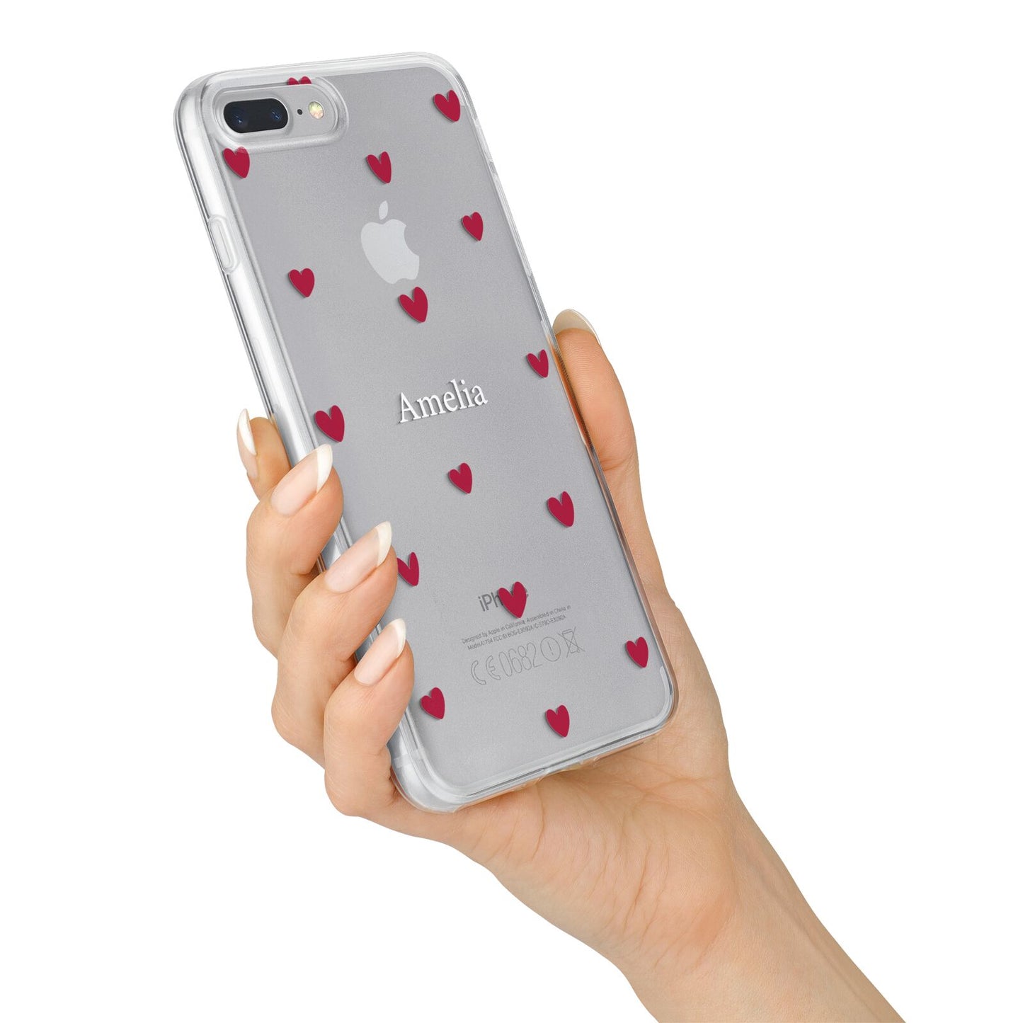 Custom Hearts Name iPhone 7 Plus Bumper Case on Silver iPhone Alternative Image