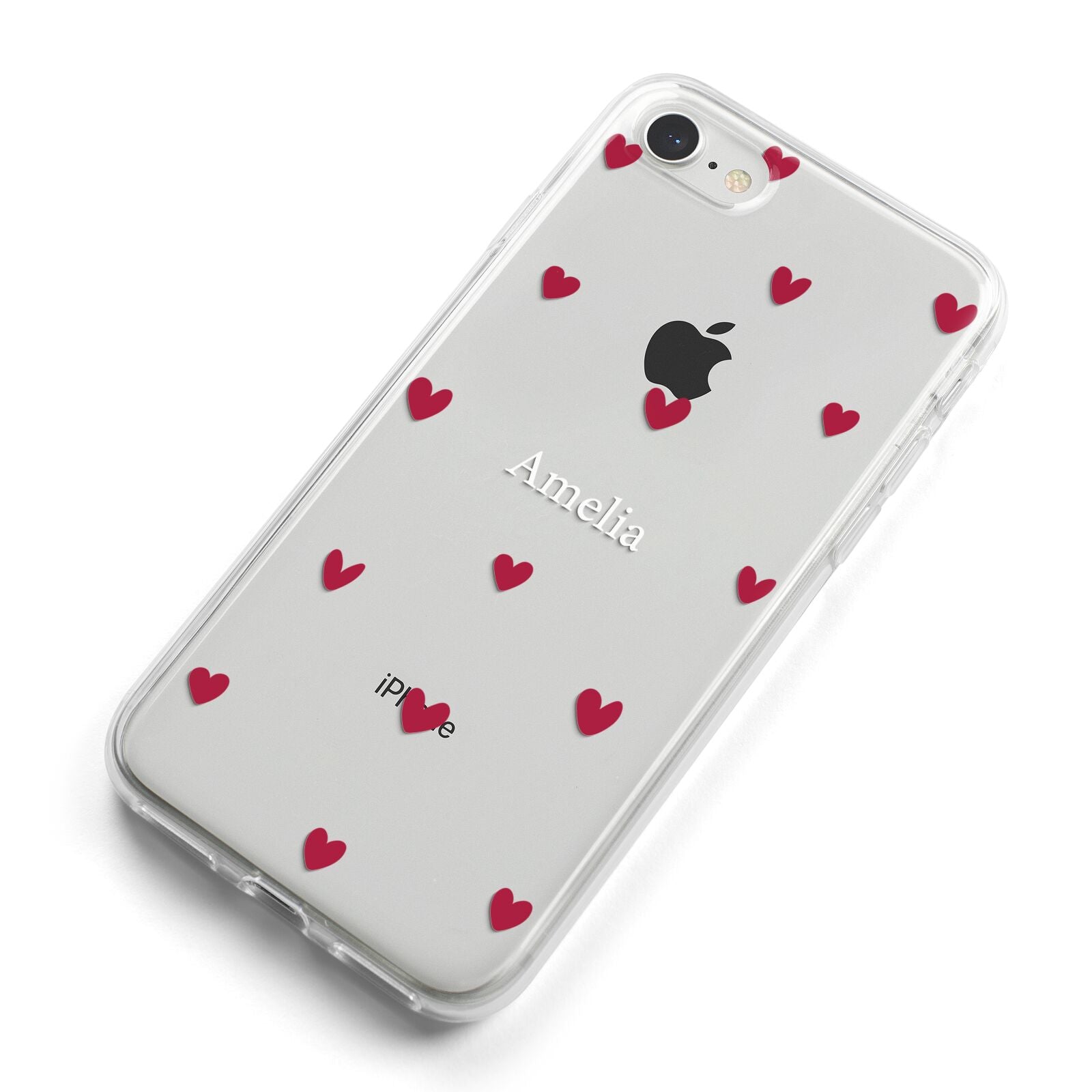 Custom Hearts Name iPhone 8 Bumper Case on Silver iPhone Alternative Image