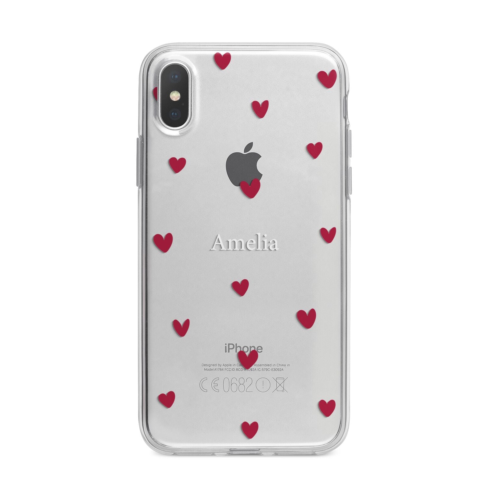 Custom Hearts Name iPhone X Bumper Case on Silver iPhone Alternative Image 1