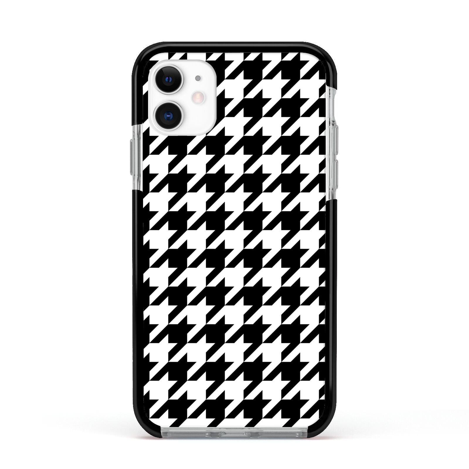 Custom Houndstooth Apple iPhone 11 in White with Black Impact Case